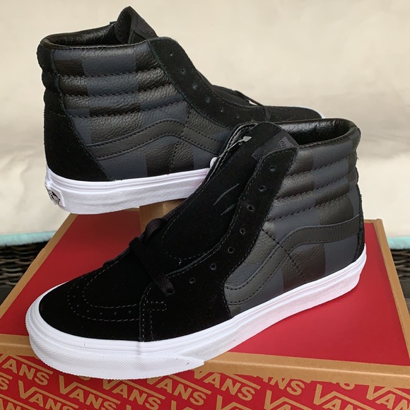 VANS SK8-Hi LEATHER/SUEDE CHECKERBOARD ASPHALT WMN - Picture 5 of 15